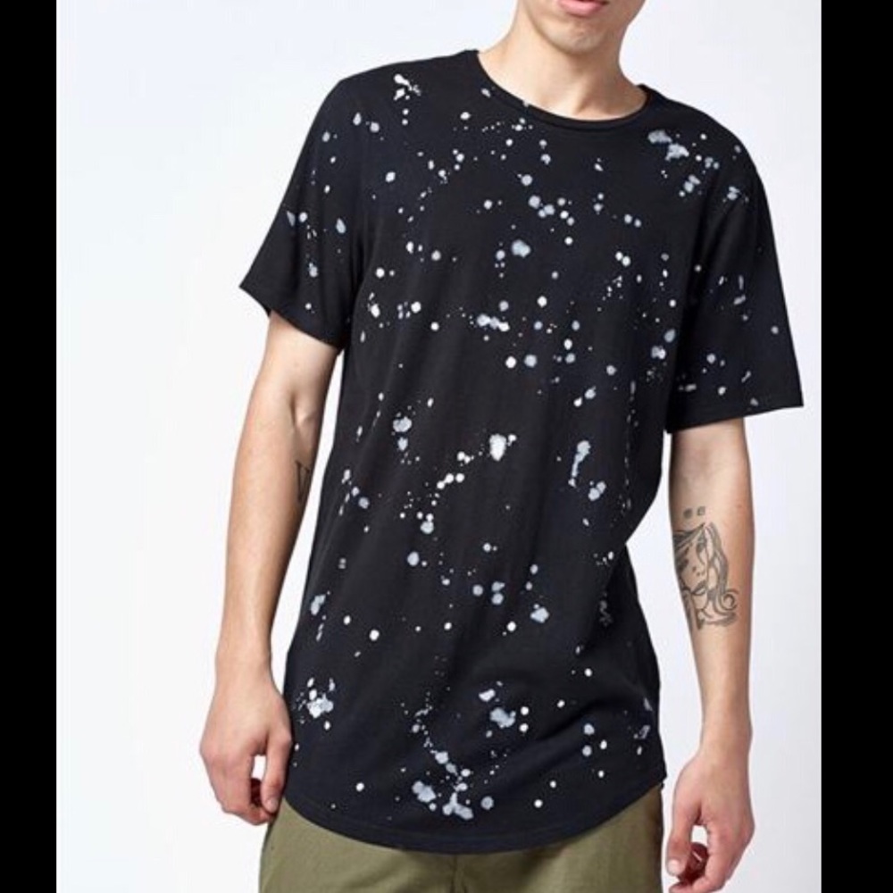 Black shirt with bleach splatter